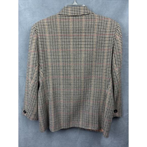 Cross Country Fashions Plaid Houndstooth Blazer Womens 12P Brown Wool Blend - Picture 5 of 16